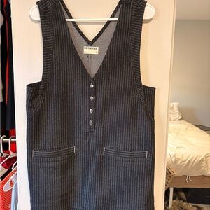 We The Free Pinstriped V-Neck Jumper Dress in Black and White